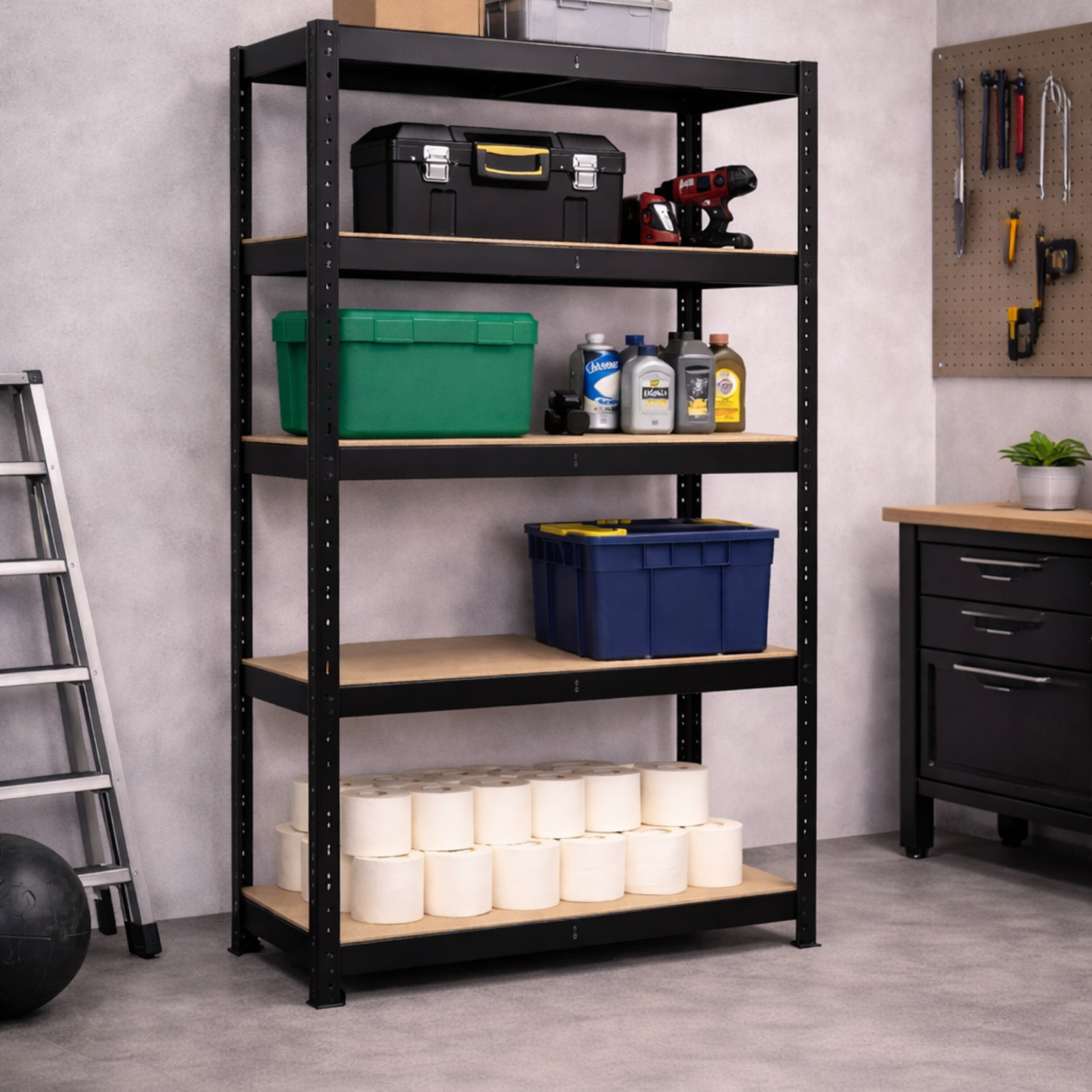 Anchor 5-Tier Shelving 180x90x40cm 200kg | Deep Boltless | Black