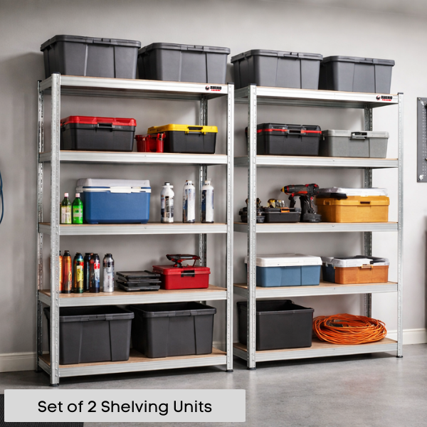 Rhino Racking 180x90x45cm 5 Tier Storage Shelving 200Kg Galvanised x 2 Sets