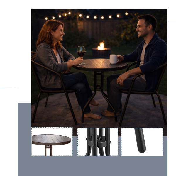 Anchor Rattan Patio Bistro Set for 2 Table and Chairs Rust-Resistant Steel