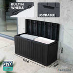 Anchor 270L Outdoor Garden Storage Box Weatherproof, Lockable & Seating Greenlane Gear