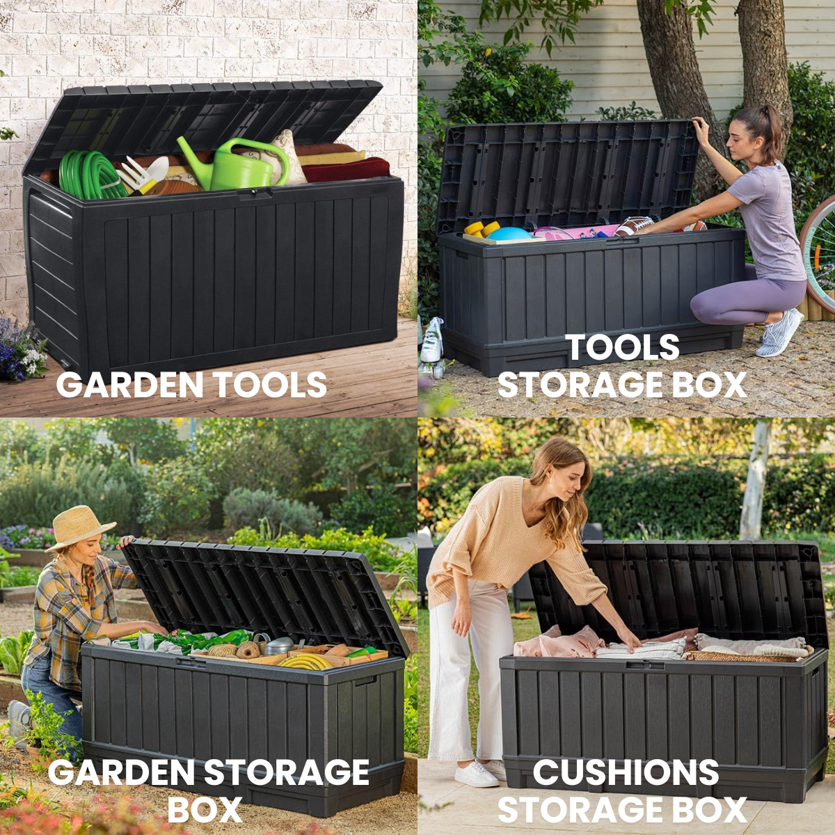 Anchor 270L Outdoor Garden Storage Box Weatherproof, Lockable & Seating Greenlane Gear