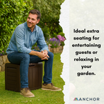 Anchor 140L Outdoor Garden Storage Box Weatherproof, Lockable & Seating Greenlane Gear