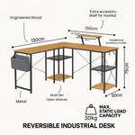 Anchor L-Shaped Table Office Desk for Study Home with Shelves Greenlane Gear