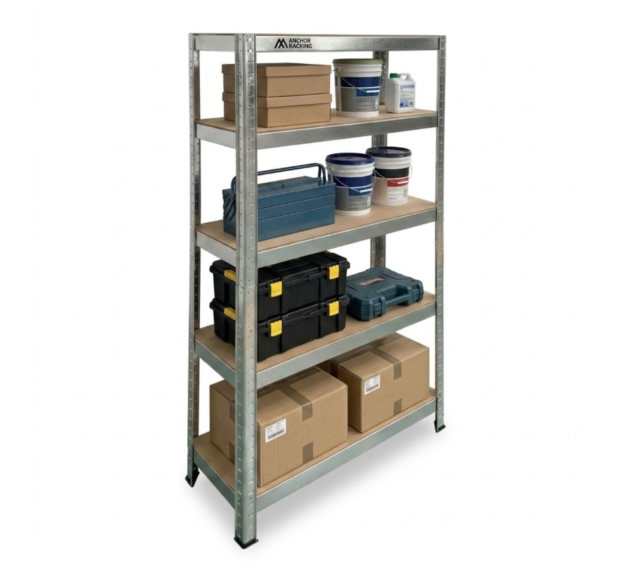Anchor 150x75x30cm 5 Tier Boltless Storage Steel & 5mm MDF 200Kg Shelving