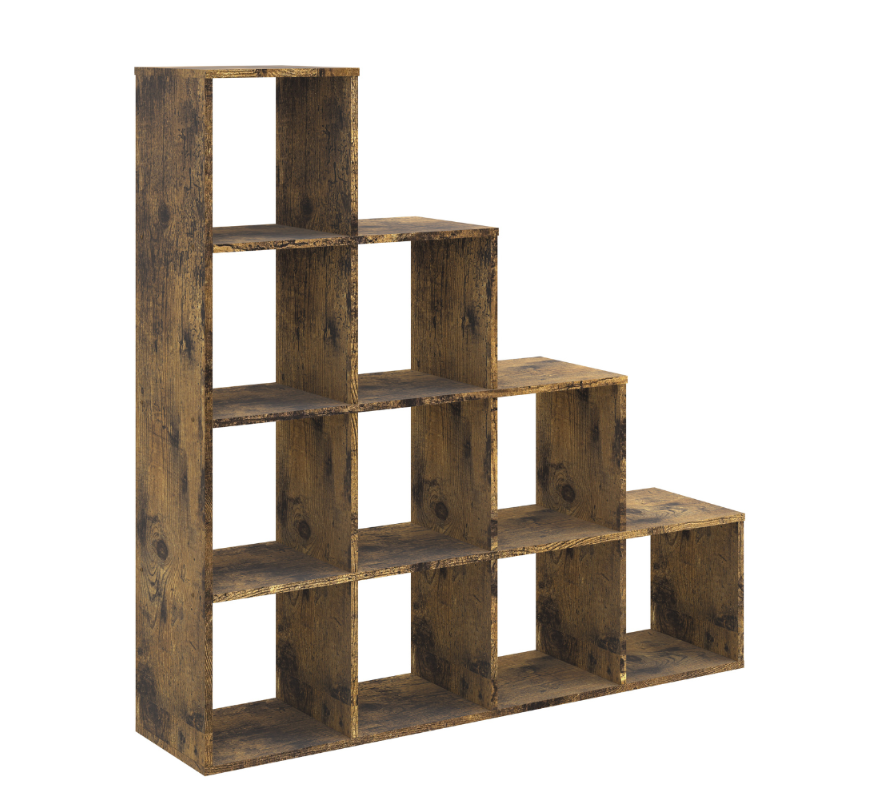 Anchor 10-Cube Multi-Level Storage Shelf with Vintage Wood Finish – 120×30×120 cm