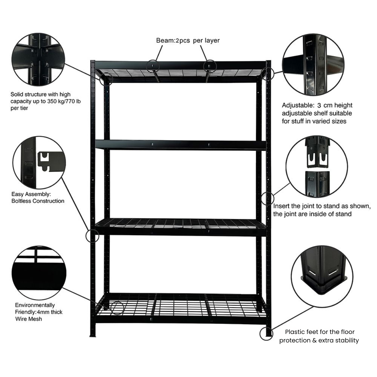 Anchor 180x120x54 Steel Mesh 1400Kg 4 Tier Shelving Unit Heavy Duty Industrial Greenlane Gear