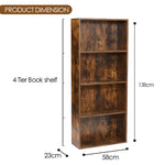 Anchor 4 Tier Bookcase Open Shelf Freestanding Bookshelf Storage Brown Greenlane Gear