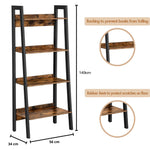Anchor 4 Tier Home Ladder Bookshelf Industrial Bookcase - Wood Metal Frame Greenlane Gear