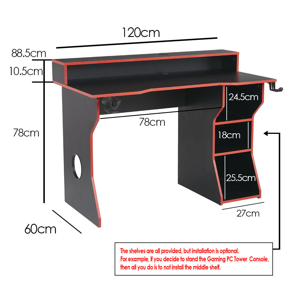 Anchor 2-Tier Gaming Desk with 3 Storage Compartments Cup & Headphone Stand Greenlane Gear