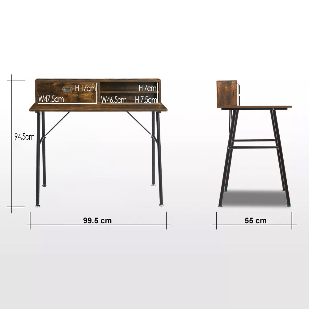 Anchor 2 tier Computer Office Desk with shelves Study Table; Brown Greenlane Gear