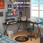 Space Saving Corner Gaming Desk + Home Office Study Workstation with Ergonomic Dual Level Monitor Shelf Greenlane Gear