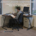 Space Saving Corner Gaming Desk + Home Office Study Workstation with Ergonomic Dual Level Monitor Shelf Greenlane Gear