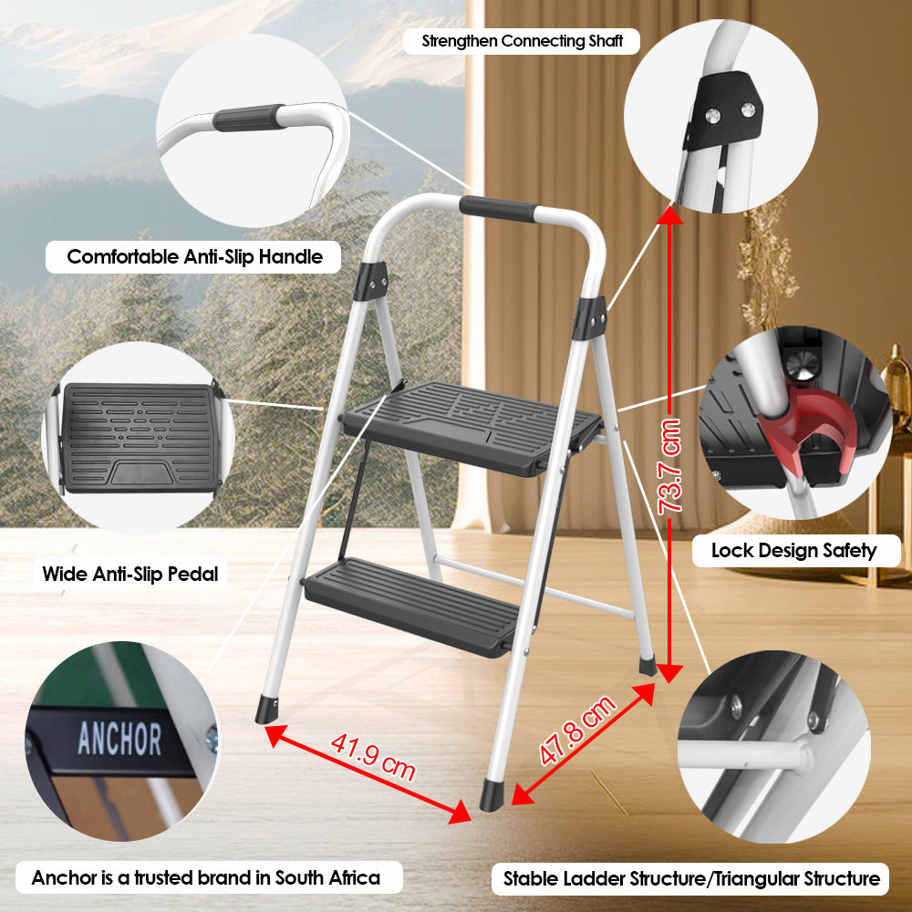 Packable Ladder Anchor 2-Step Portable Folding Ladder Lightweight Multiuse Indoor Outd ...