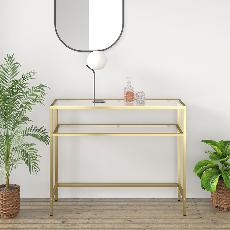 Anchor 2 Tier Console Hallway Entrance Entry Hall Tempered Glass Table Gold Greenlane Gear