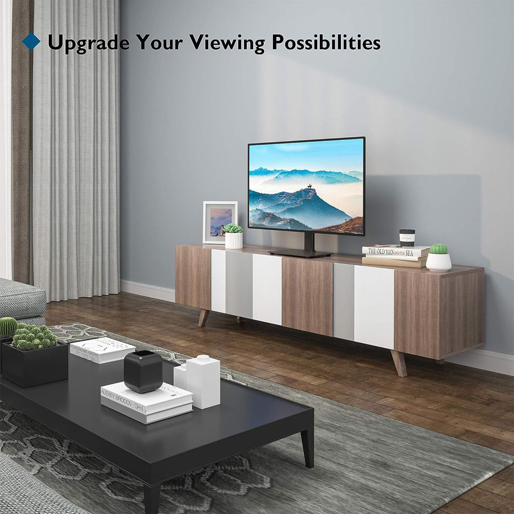 Bontec Tabletop Desktop Swivel Height Adjustable 17-43" TV Stand Glass Base