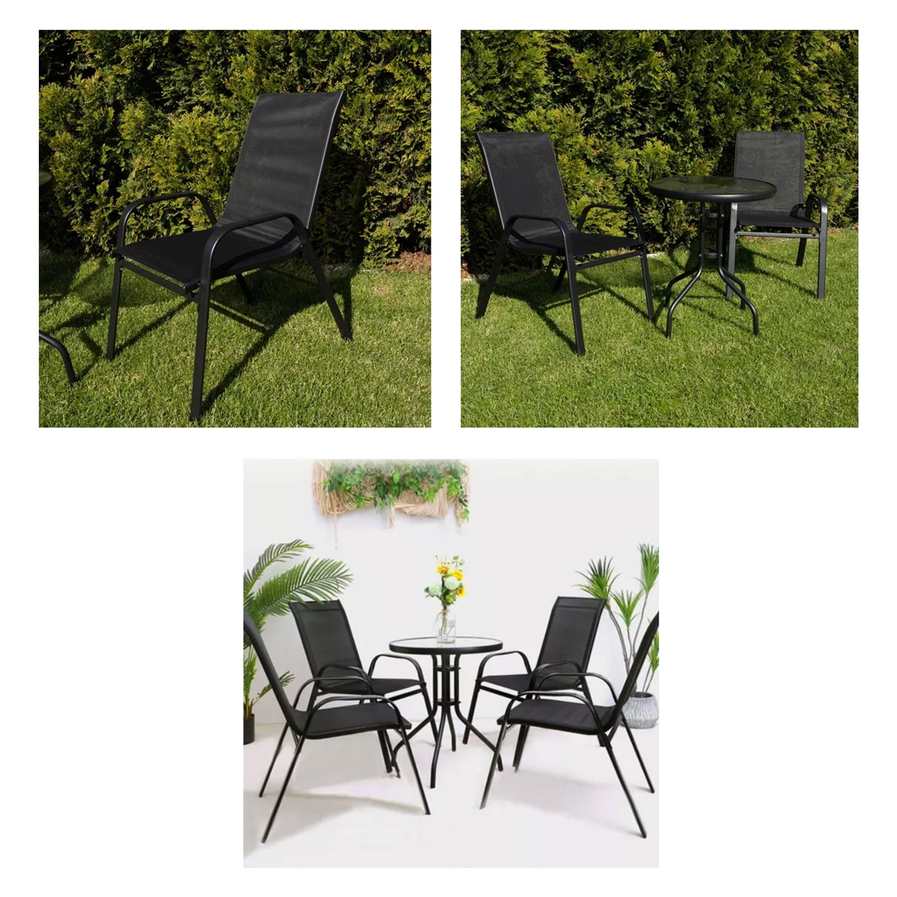 Anchor 4 Stackable Textilene Garden Patio Balcony Outdoor Dining Chairs Greenlane Gear
