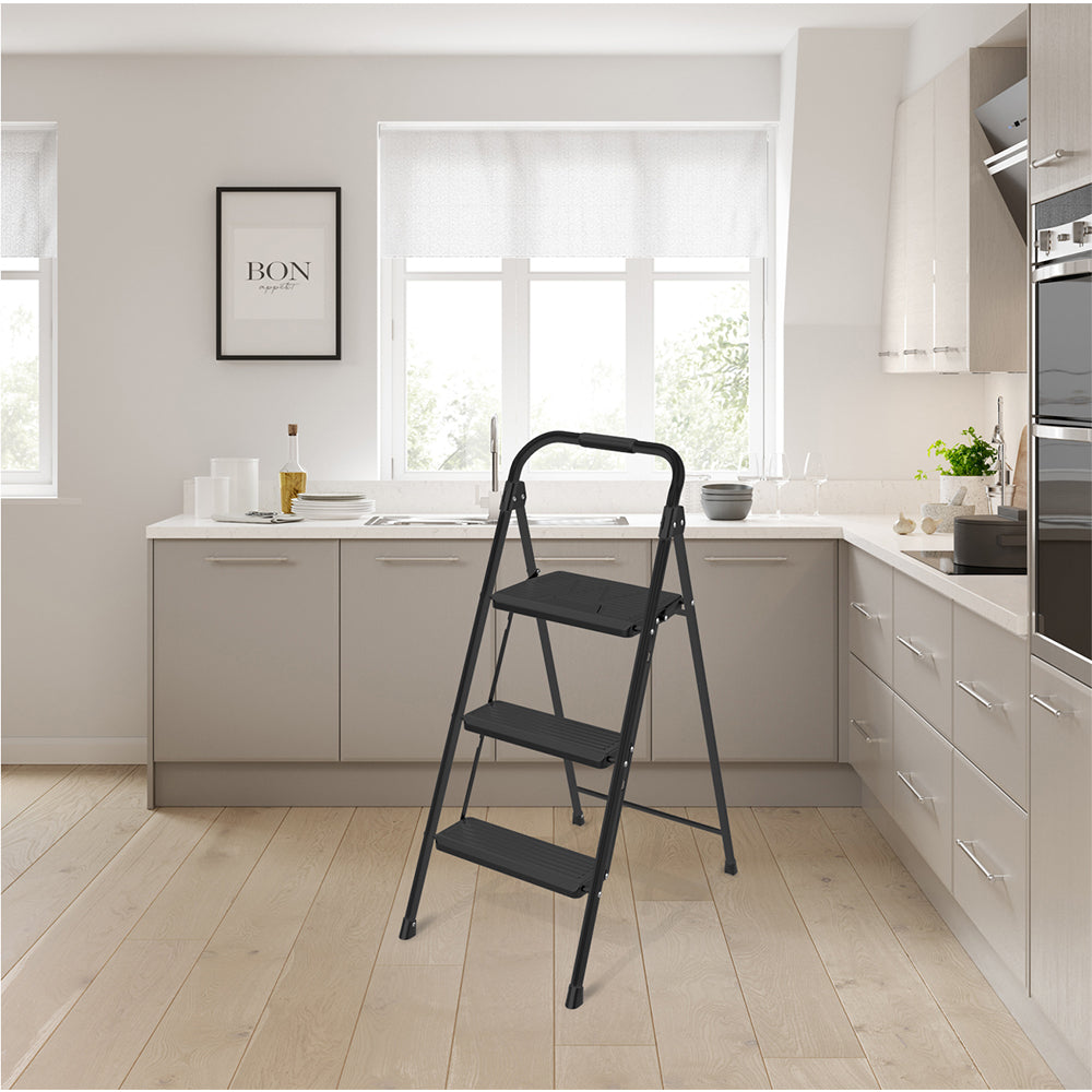 Anchor Lightweight Folding 3 Step Portable Ladder with Wide Anti-Slip Pedal Greenlane Gear