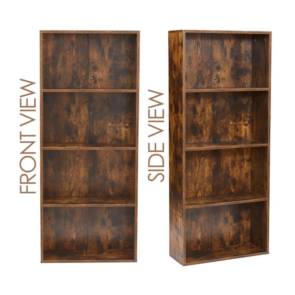 Anchor 4 Tier Bookcase Open Shelf Freestanding Bookshelf Storage Brown Greenlane Gear