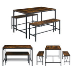 Anchor Rustic Brown Indoor Dinner Dining Table & 2 Benches Black Metal Leg Greenlane Gear
