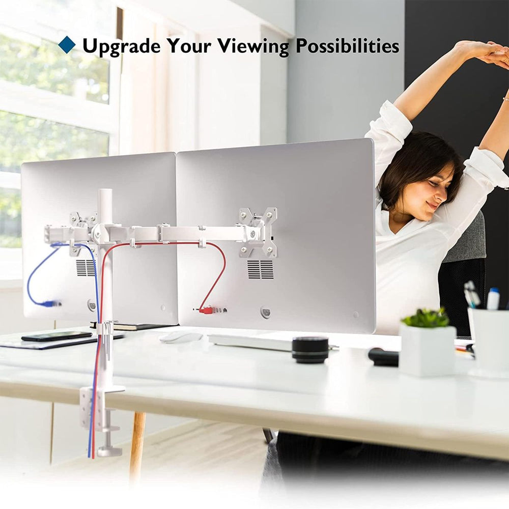 Bontec Dual Arm Monitor Stand 13-27" Height Adjustable & Tilt Swivel; White Greenlane Gear