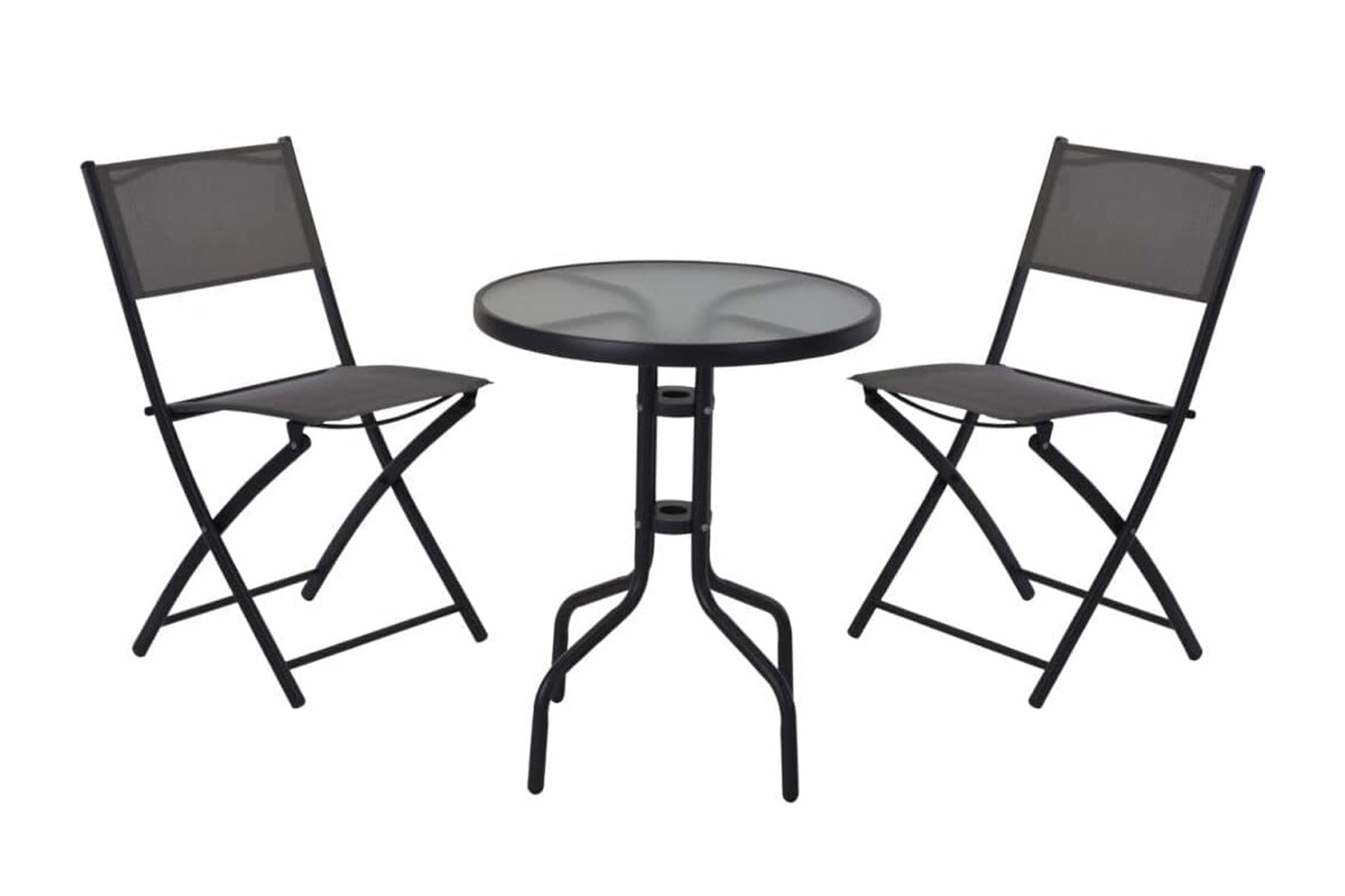 Anchor Garden Indoor Outdoor Patio Bistro Set Glass Table & 2 Folding Chairs Greenlane Gear