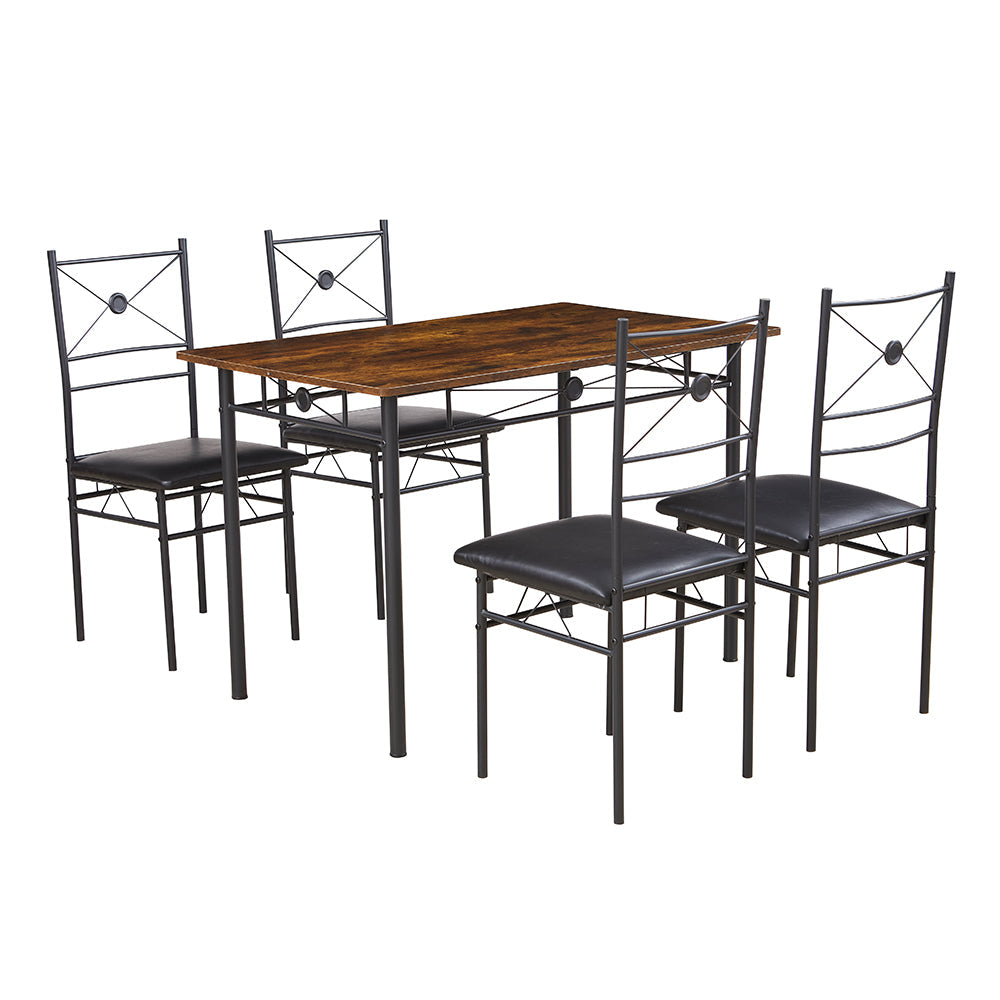 Anchor MDF 5Pc 110x70cm Wood & Metal Dining Table & Padded Chair Diner Set Greenlane Gear