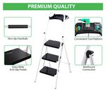 Anchor 3-Step Wide Anti-Slip Steel Ladder with Tool Tray Greenlane Gear
