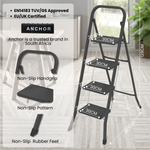 Anchor 4-Step Folding Wide Anti-Slip Steel Ladder - Black Greenlane Gear