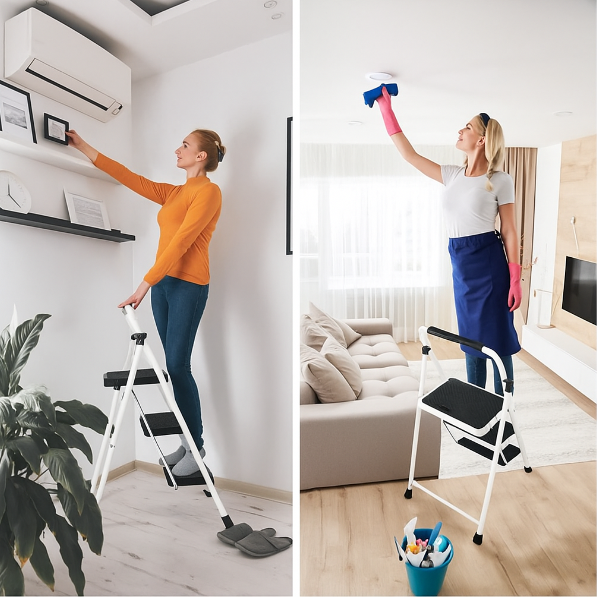 Anchor Lightweight Folding 3 Step Portable Ladder -Wide Anti-Slip Pedal Greenlane Gear