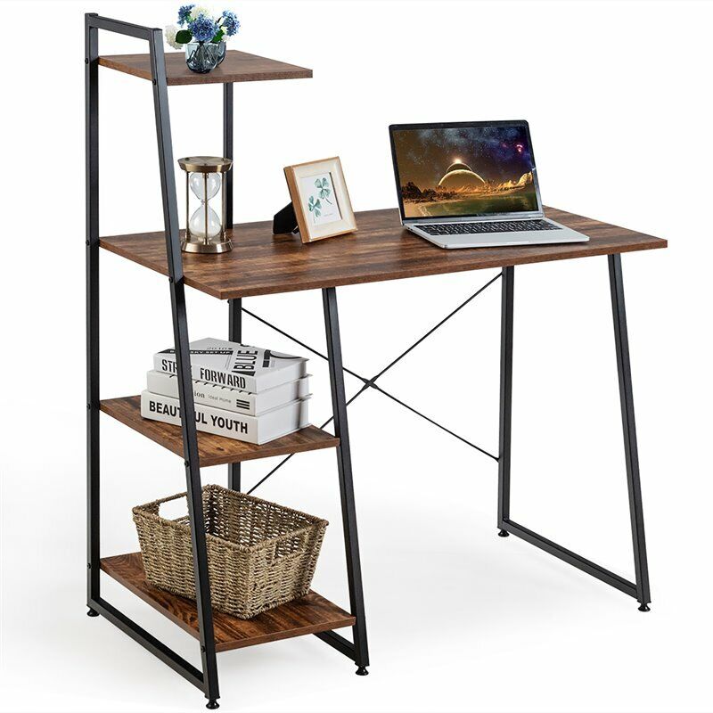 Anchor Home Office Desk Study Table With Side Shelves Metal Legs Greenlane Gear