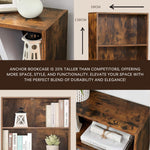 Anchor 4 Tier Bookcase Open Shelf Freestanding Bookshelf Storage Brown Greenlane Gear