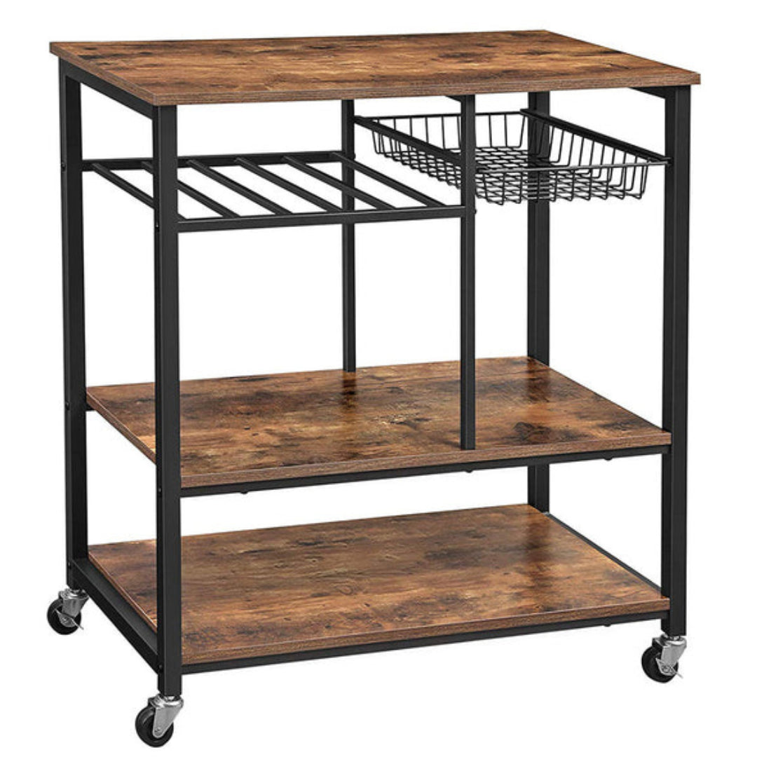 Anchor 2 Tier Kitchen Units Cart Trolley on Wheels with Wine Rack & Basket Greenlane Gear
