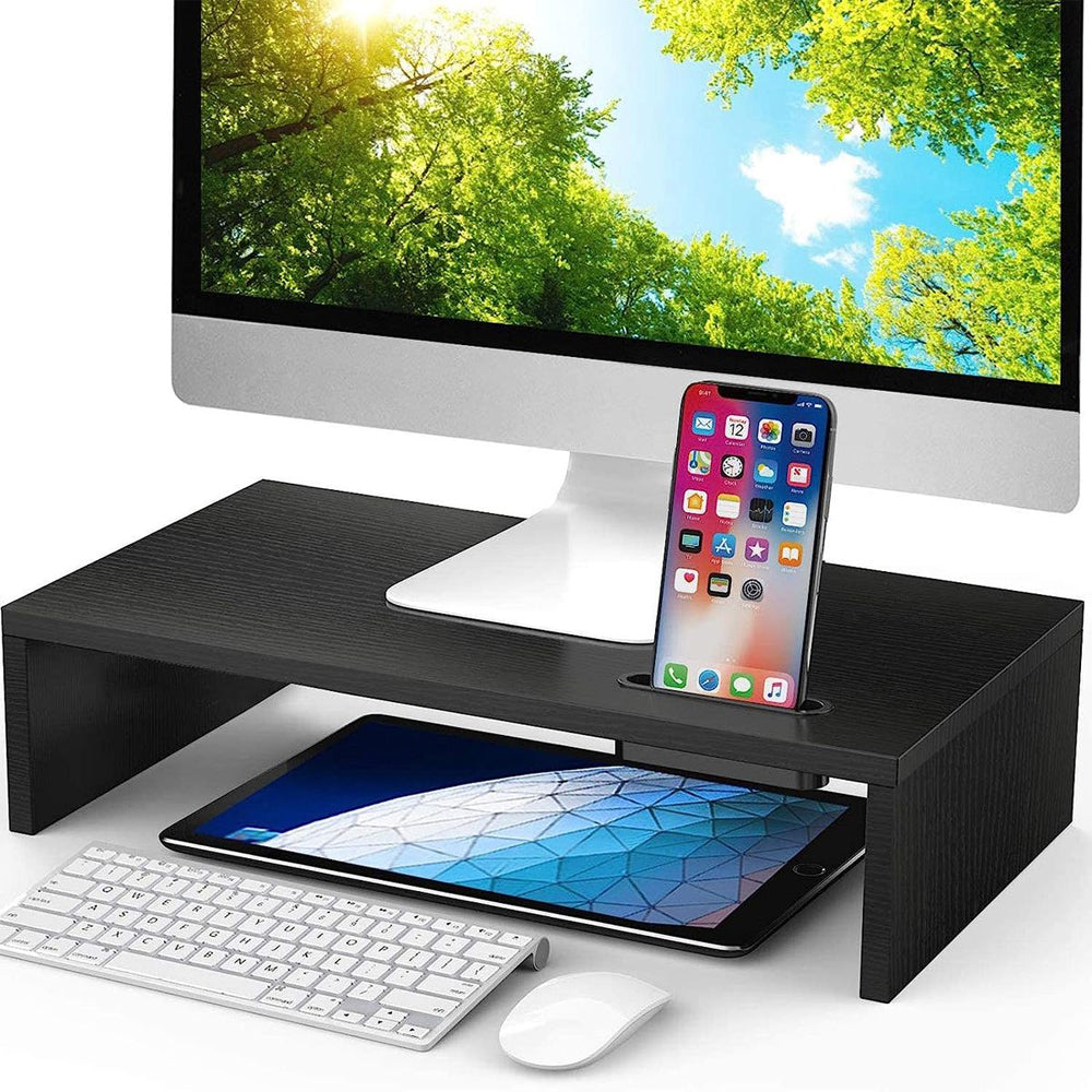 Desk Riser For Computer And Phone Bontec Table Top Desktop Monitor Computer Stand Riser & Phone Holder ...
