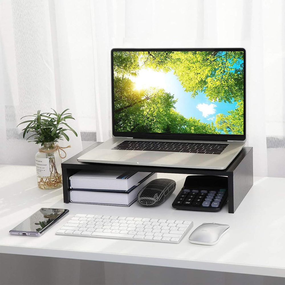 Desk Riser For Computer And Phone Bontec Table Top Desktop Monitor Computer Stand Riser & Phone Holder ...